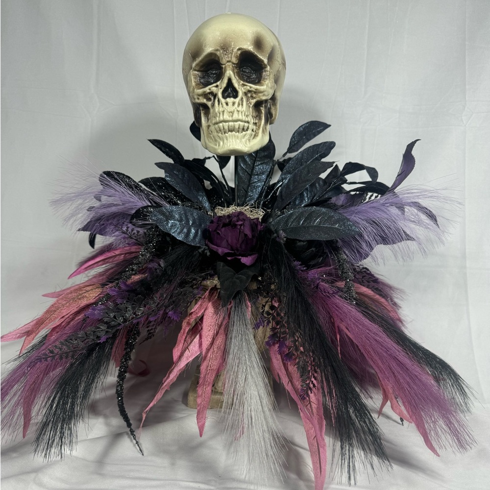 Handmade 21” Halloween skull centerpiece arrangement